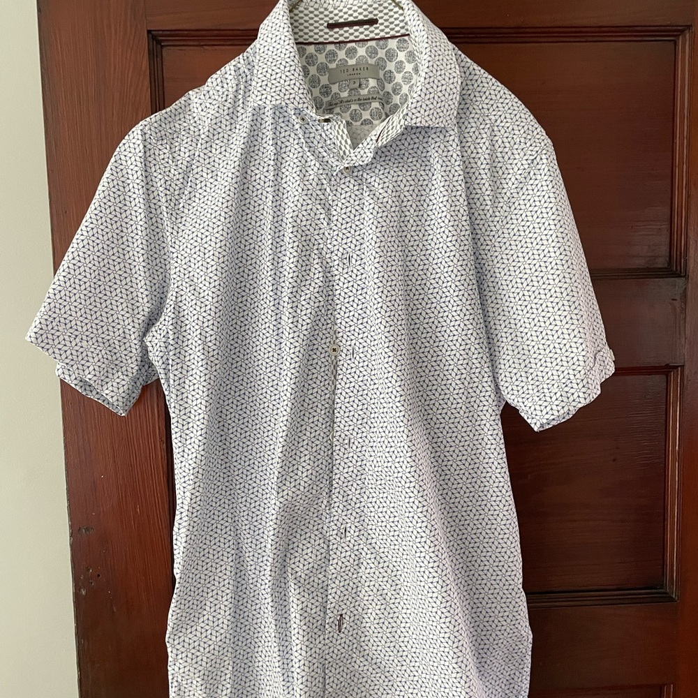 Mens Ted Baker London geometric short sleeves button down shirt - Size 3 small